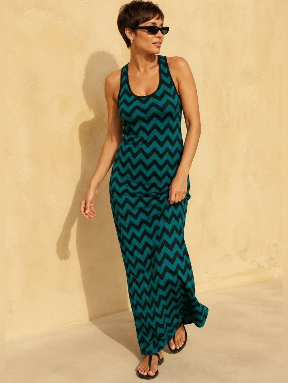 Women's Size Medium Chevron stripe maxi dress racerback Y2K